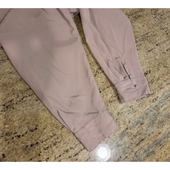 Vintage Blouse Dress Shirt Marlis Size 6  Band High Collar Pintuck Pleat Beige - Picture 10 of 12